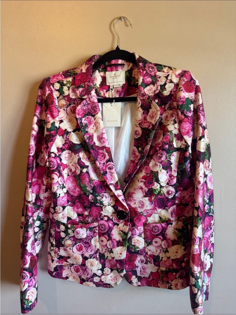 kate spade Pink & Cream Rose Print Blazer
